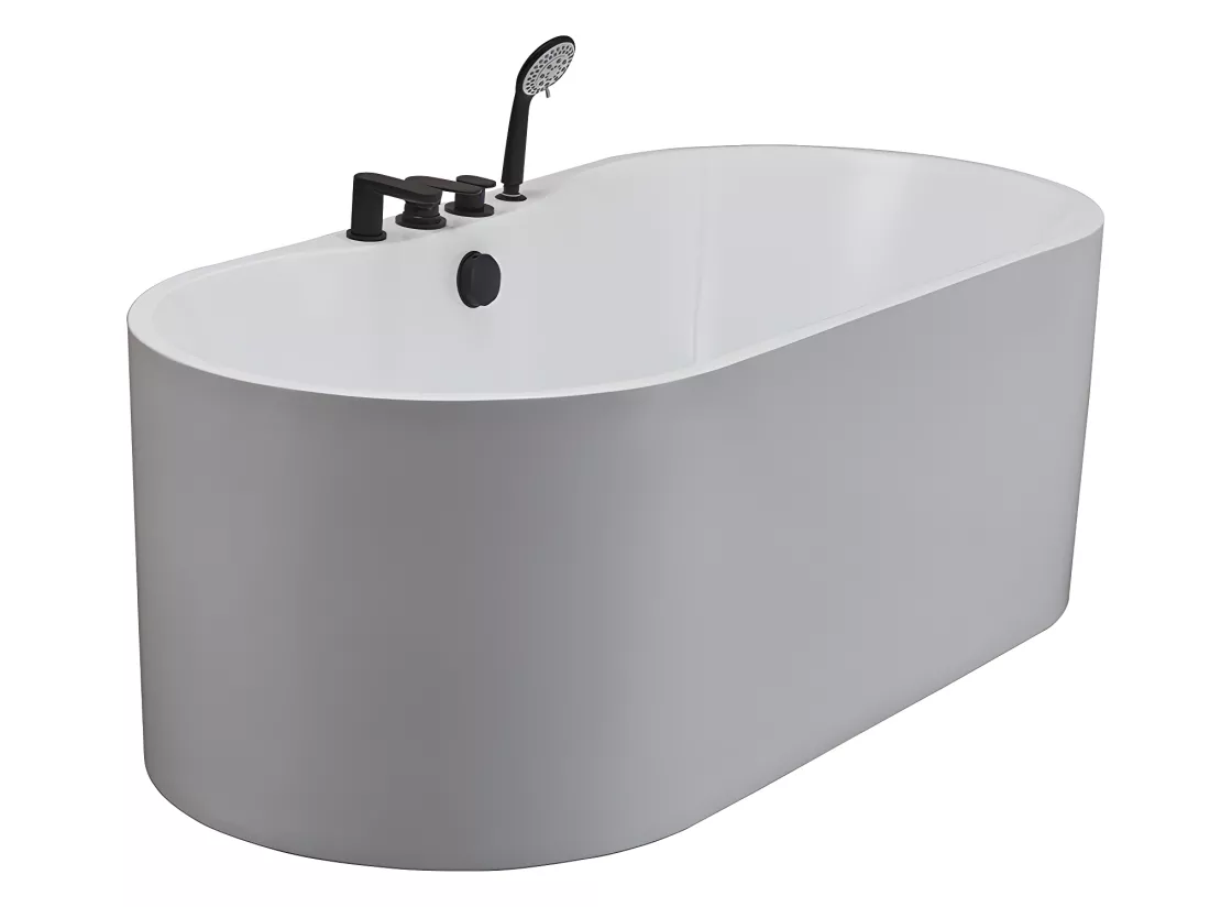 Baignoire îlot STEPONA avec robinetterie - 195 L - 150*75*58 cm - Blanche