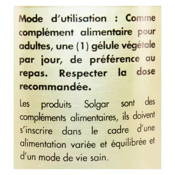 Solgar Vitamine B1 Thiamine 100mg 100 gélules végétales