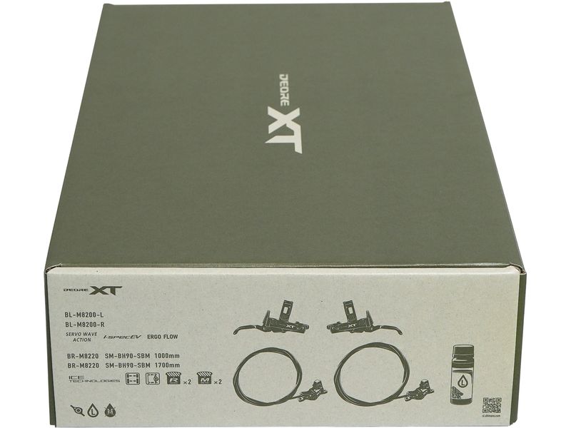 Shimano Scheibenbremsen-Set XT BR-M8220 mit BL-M8200 Upgrad Leistungsstarke 4-Kolben-Scheibenbremsen für volle Kontrolle
