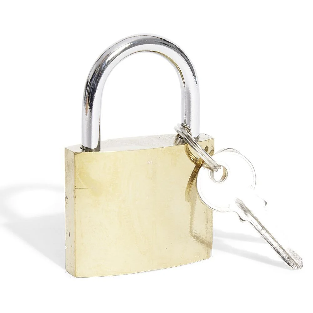Cadenas en acier massif jaune l.50 mm - 2 clés