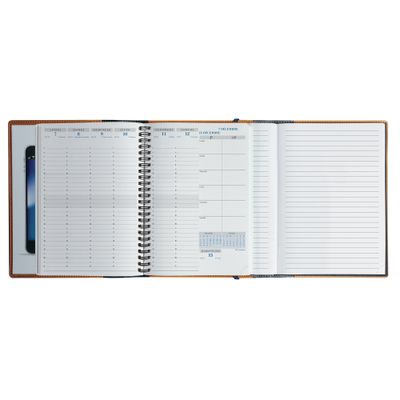 Agenda de bureau spiralé 16 mois All in One - 1 semaine sur 2 pages - 15 x 21 cm - rose - Exacompta