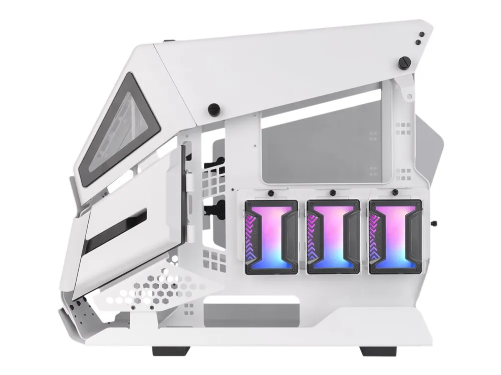 Thermaltake AH T200 - Tower - micro ATX - sidepanel med vindue (hærdet glas) - ingen strømforsyning (PS/2) - hvid - USB/Lyd