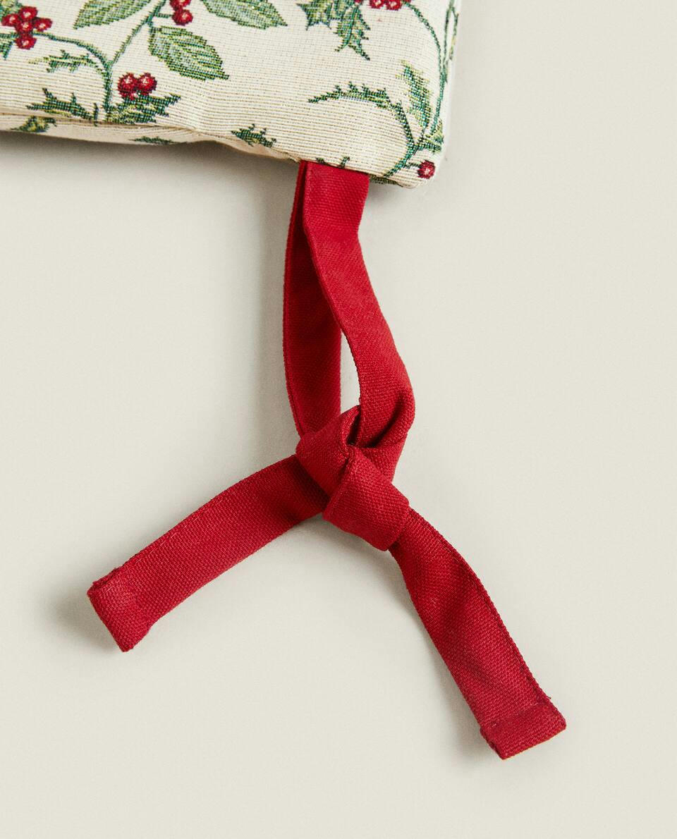 ALMOFADA DE ASSENTO COM AZEVINHO DE NATAL