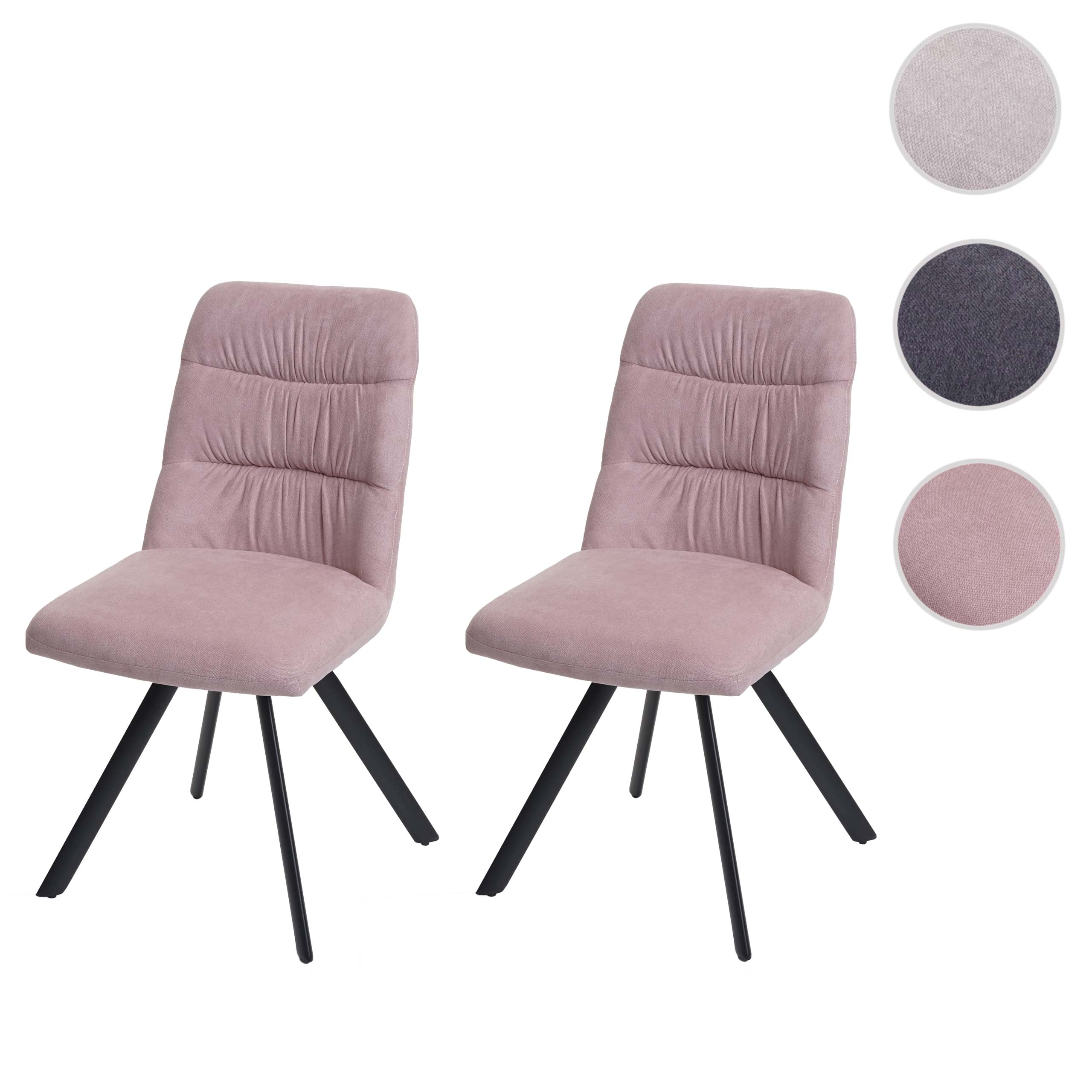 2er-Set Esszimmerstuhl MCW-J69, Küchenstuhl Stuhl, drehbar Auto-Position, Samt ~ rosa