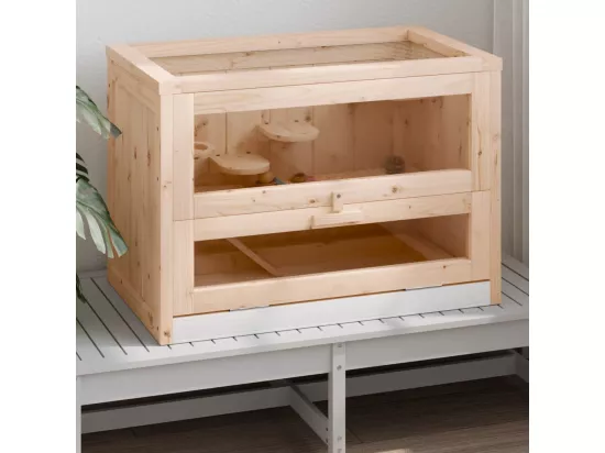 Cage à hamster 60x35,5x42 cm bois massif de sapin