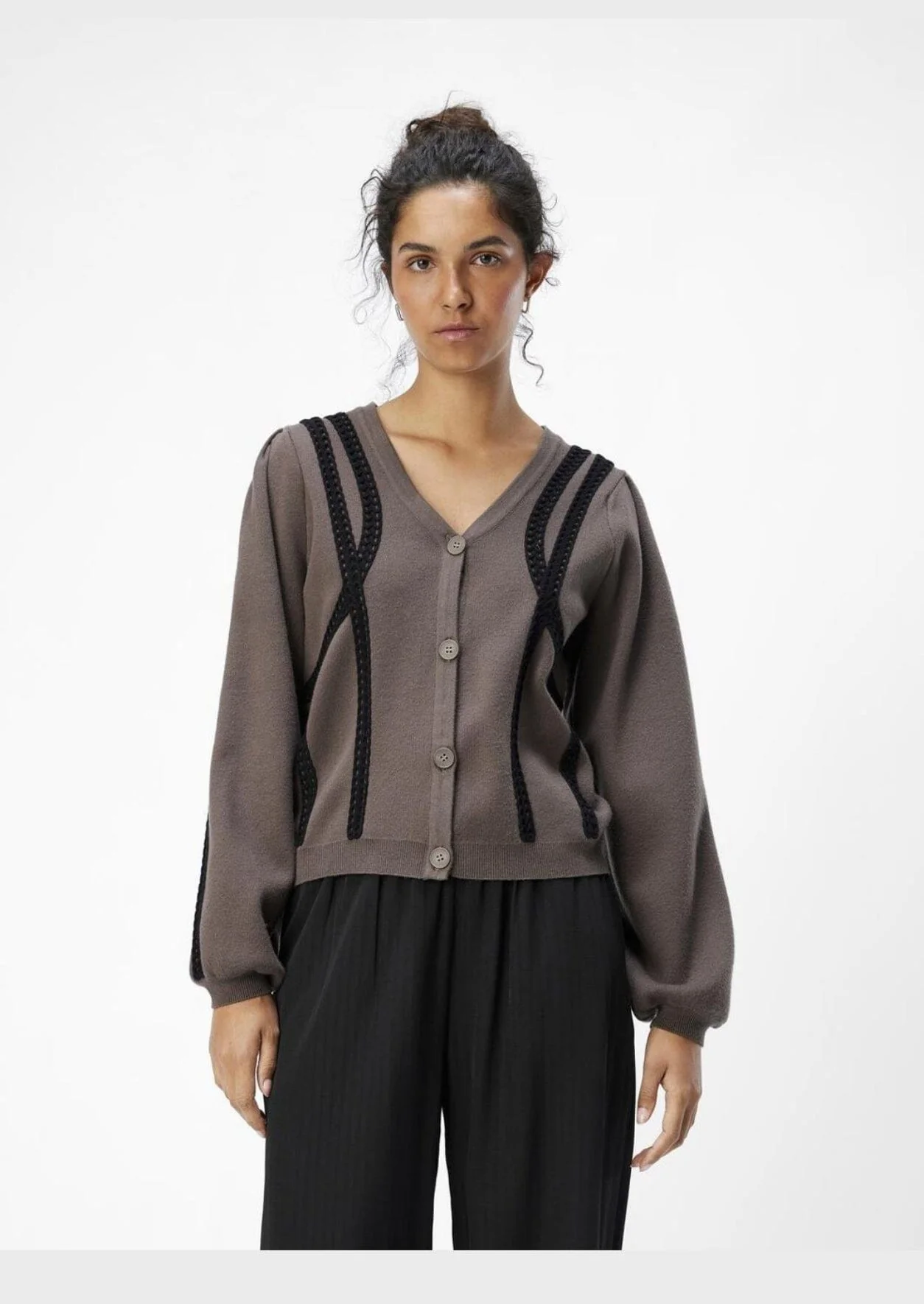 Object Objulla Knit L/S Re Cardigan 134 4568613 morel black