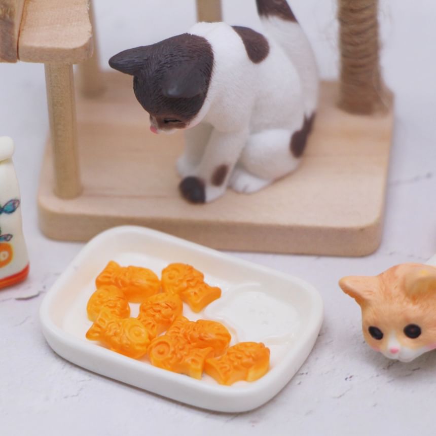 Ffeluro - Houten kattenstandaard / kat / kattenvoer / voerbak / set miniatuur