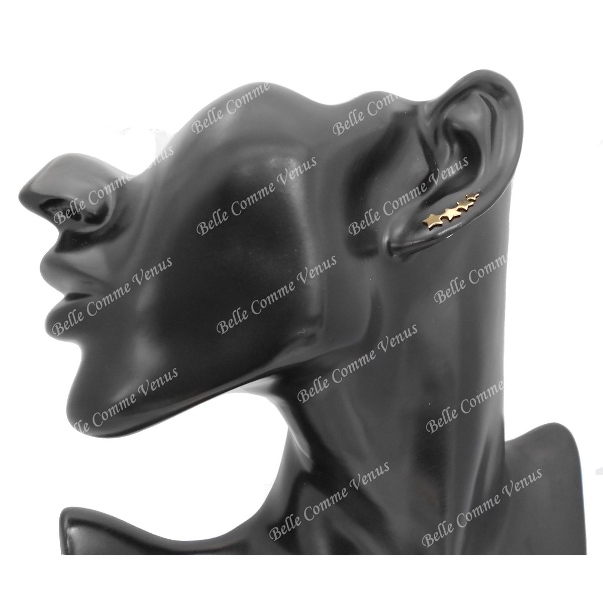 Boucles d'oreilles grimpantes contour de lobe suite d'étoiles Plaqué or 750 3 microns