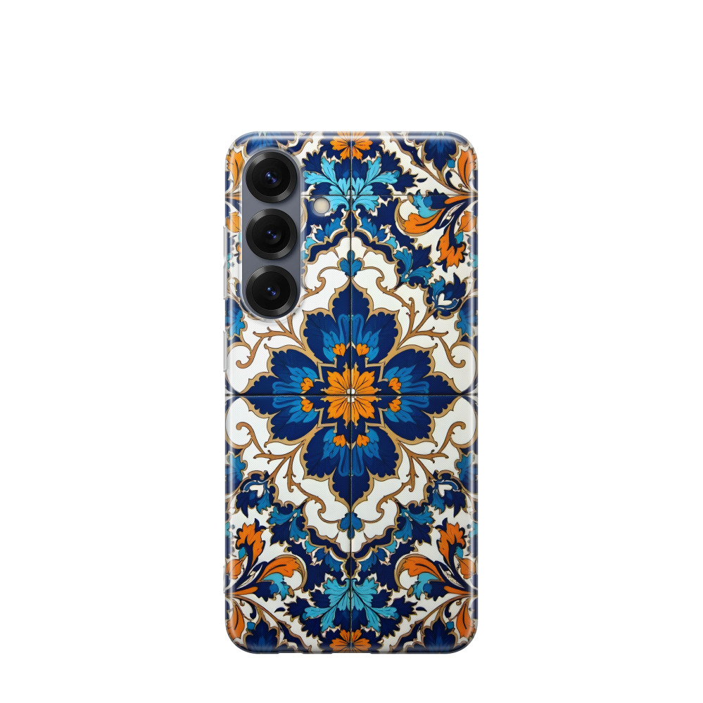 Samsung Galaxy S25 Gummi Hülle Majolika Royale - Blau