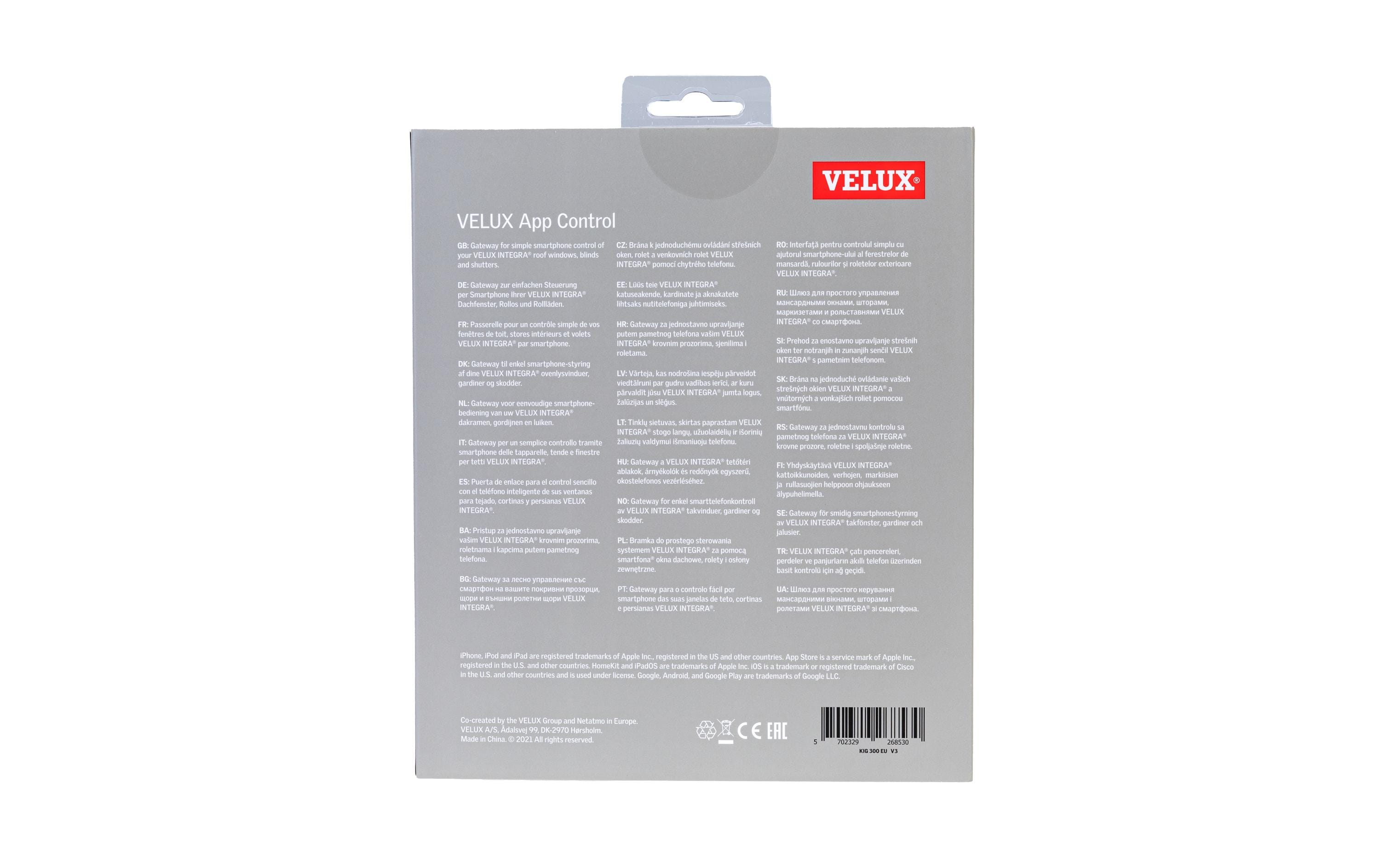 VELUX App Control<br>Bedienung aller VELUX INTEGRA Produkte