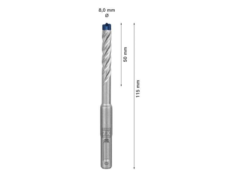Bosch Professional Hammerbohrer EXPERT SDS plus-7X, 8 x 50 Bohrer für mehr Leistung, Zuverlässigkeit und Langlebigkeit