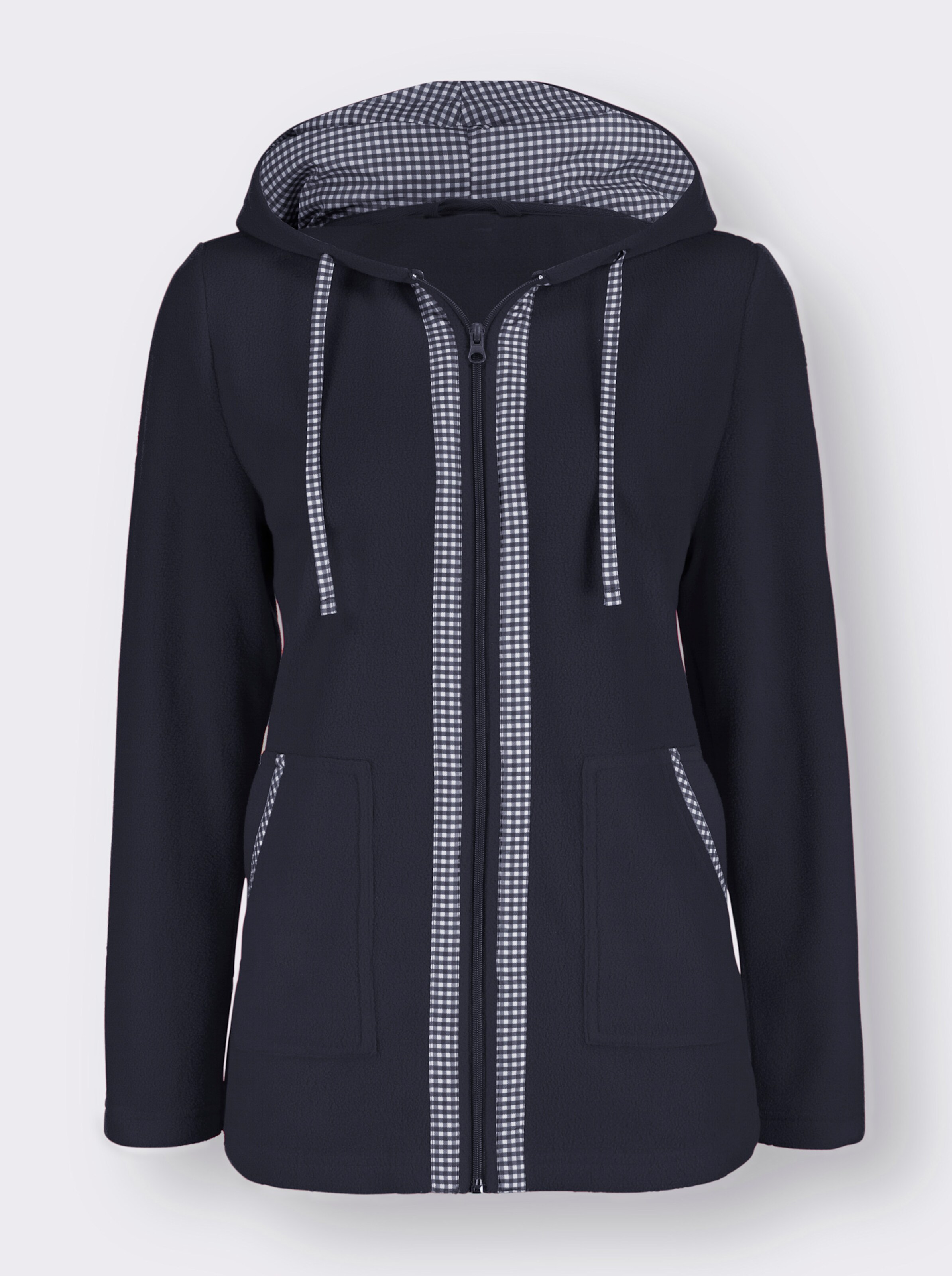 Fleecejacke mit Karo-Details