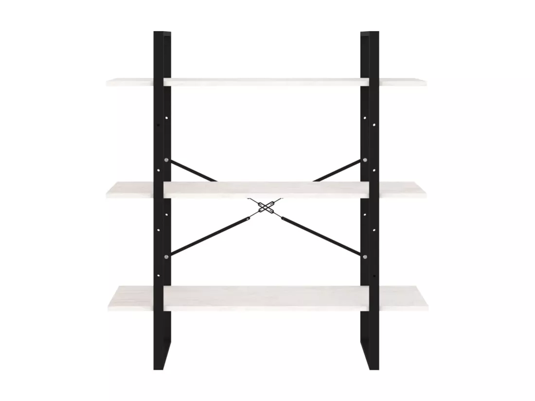 Bibliothèque à 3 niveaux Blanc 100x30x105 cm Bois de pin massif