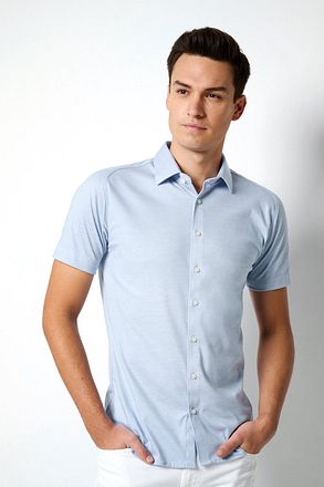 Desoto Short Sleeve Jersey Overhemd Lichtblauw 97032-3-502 kopen