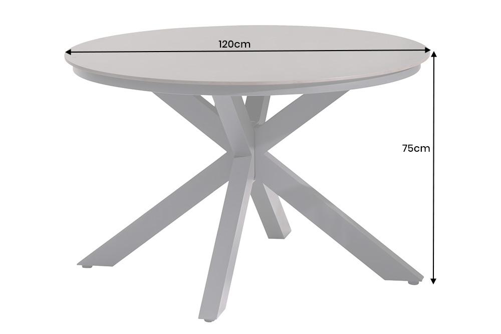 Runder In- und Outdoor Esstisch GALAXY 120cm graphit Keramik anthrazit Aluminium Gartentisch