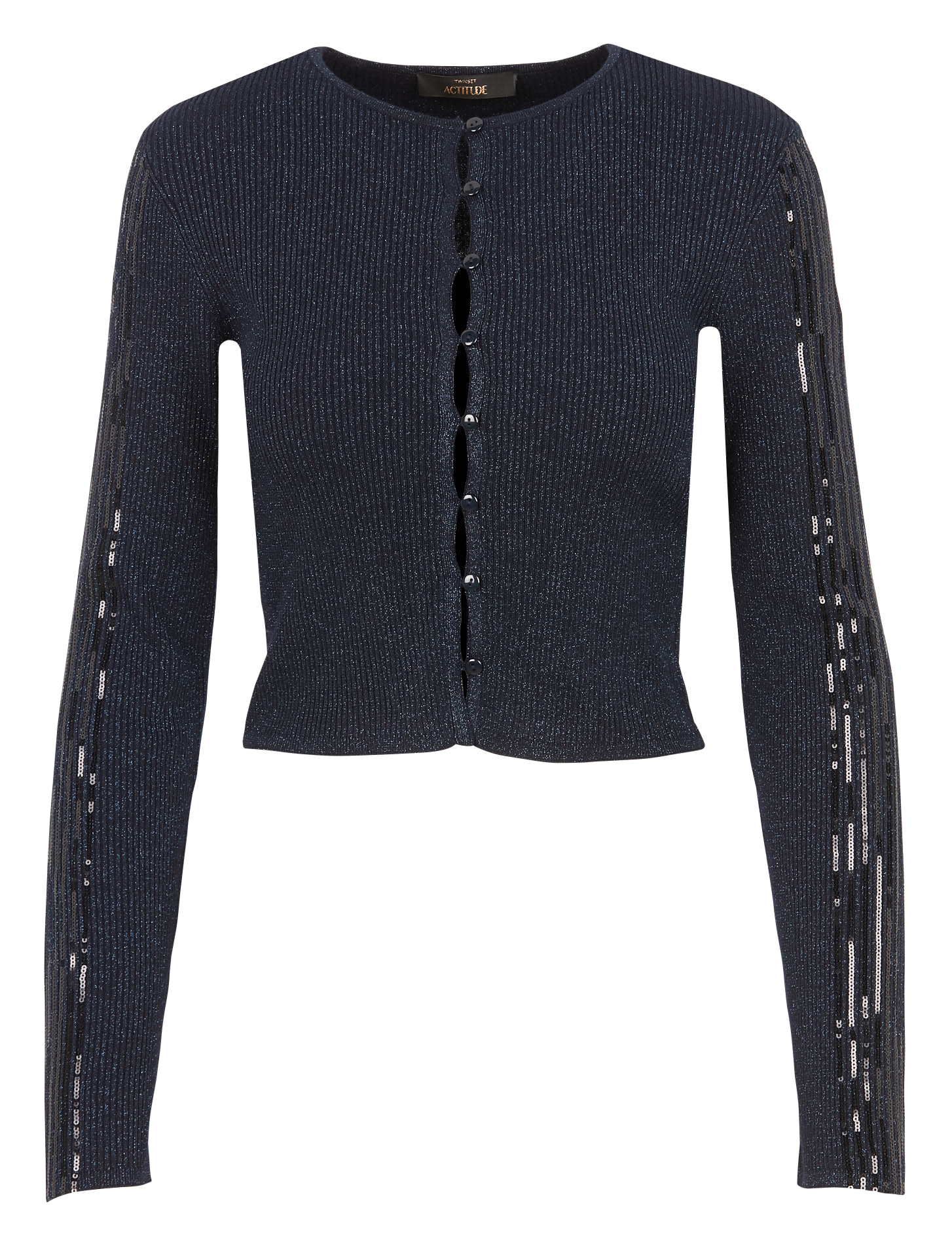 Gilet col rond détails fantaisies | Bleu