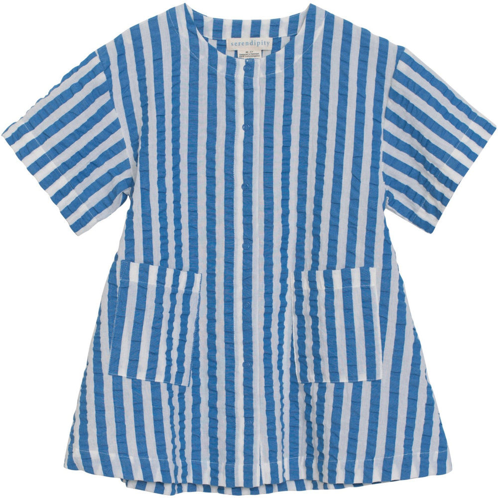 Køb Serendipity Azur Stripe Knap Kjole