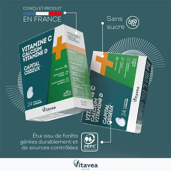 Vitavea Vitamina C + Cálcio + Vitamina D 24 comprimidos mastigáveis
