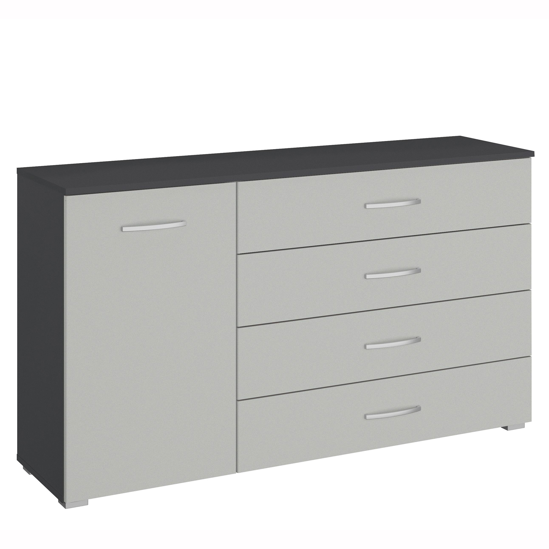 Kommode - seidengrau-grau metallic - 140 cm breit