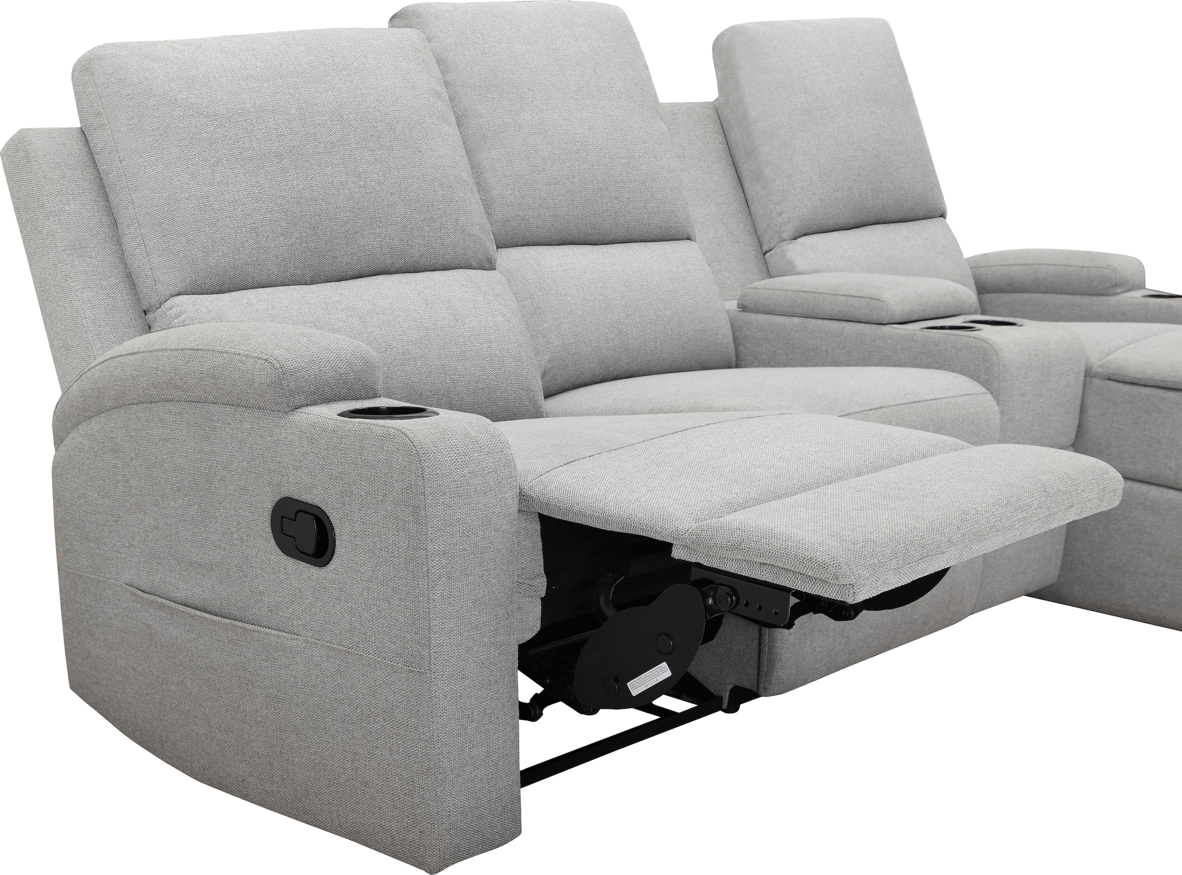 Home affaire Ecksofa »NAPORI Multimediasofa, 3er Kinosessel XXL, L-Form, 3 Bezugsstoffe« Kinosofa mit Relaxfunktion, Getränkehalter, Staufach und Staukasten