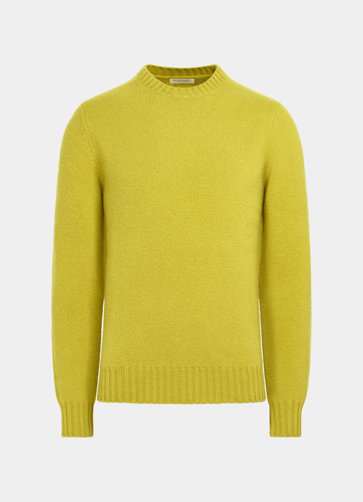 Pull col rond Merino jaune