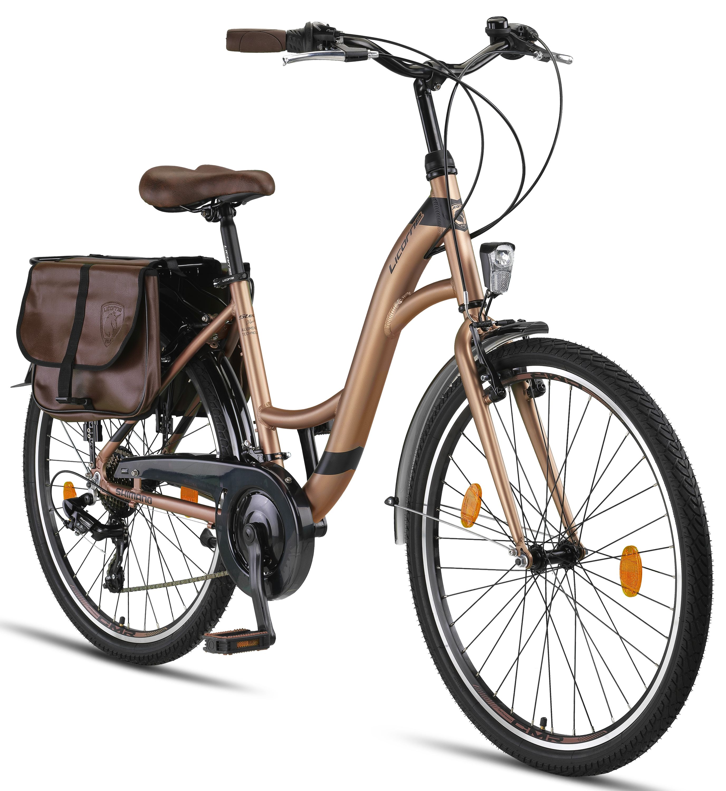 Licorne Bike Stella Plus Premium City Bike in Zoll Aluminium Fahrrad für Mädchen, Jungen, Herren und Damen - 21 Gang-Schaltung - Hollandfahrrad