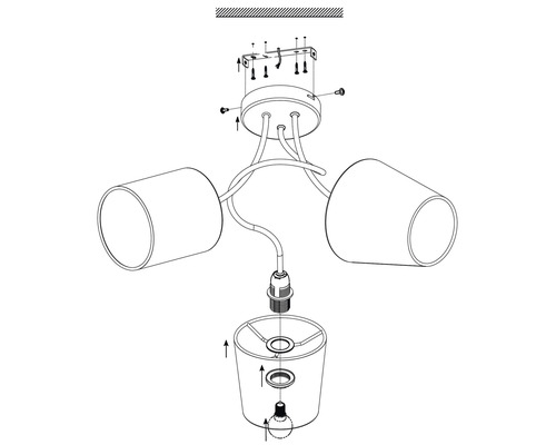 Plafondlamp 3-lichts Ø 59 cm Almeida antraciet/wit/bruin