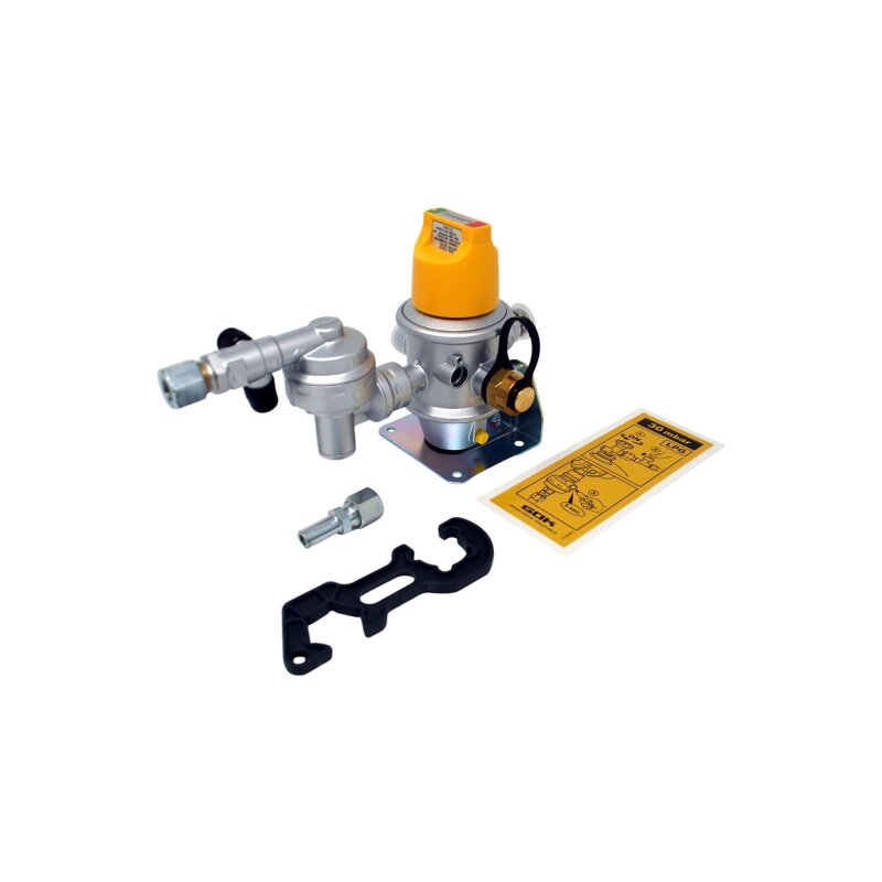 GOK Gasdruckregler Caramatic DriveTwo CS 30 mbar 1,5 kg/h  2 x G.13 -> Rohrverschraubung 10mm  8mm