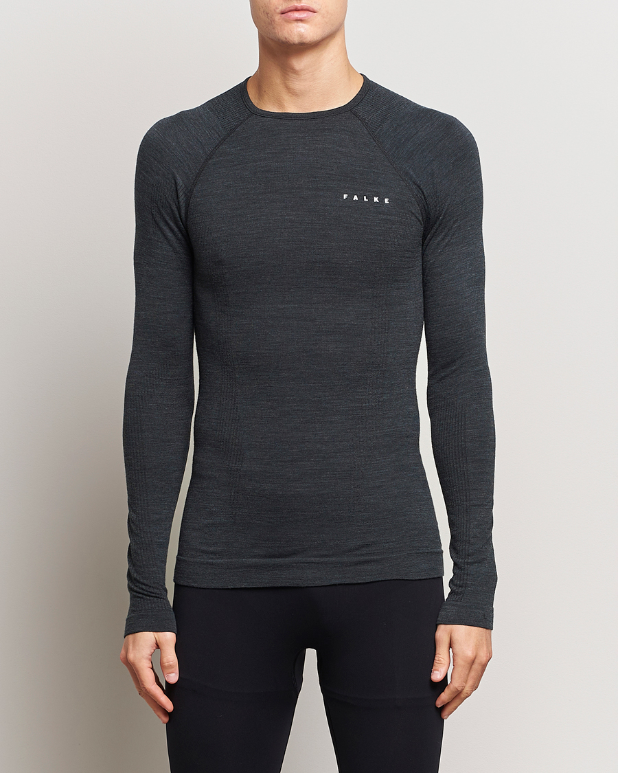 Falke Long Sleeve Wool Tech Shirt Black