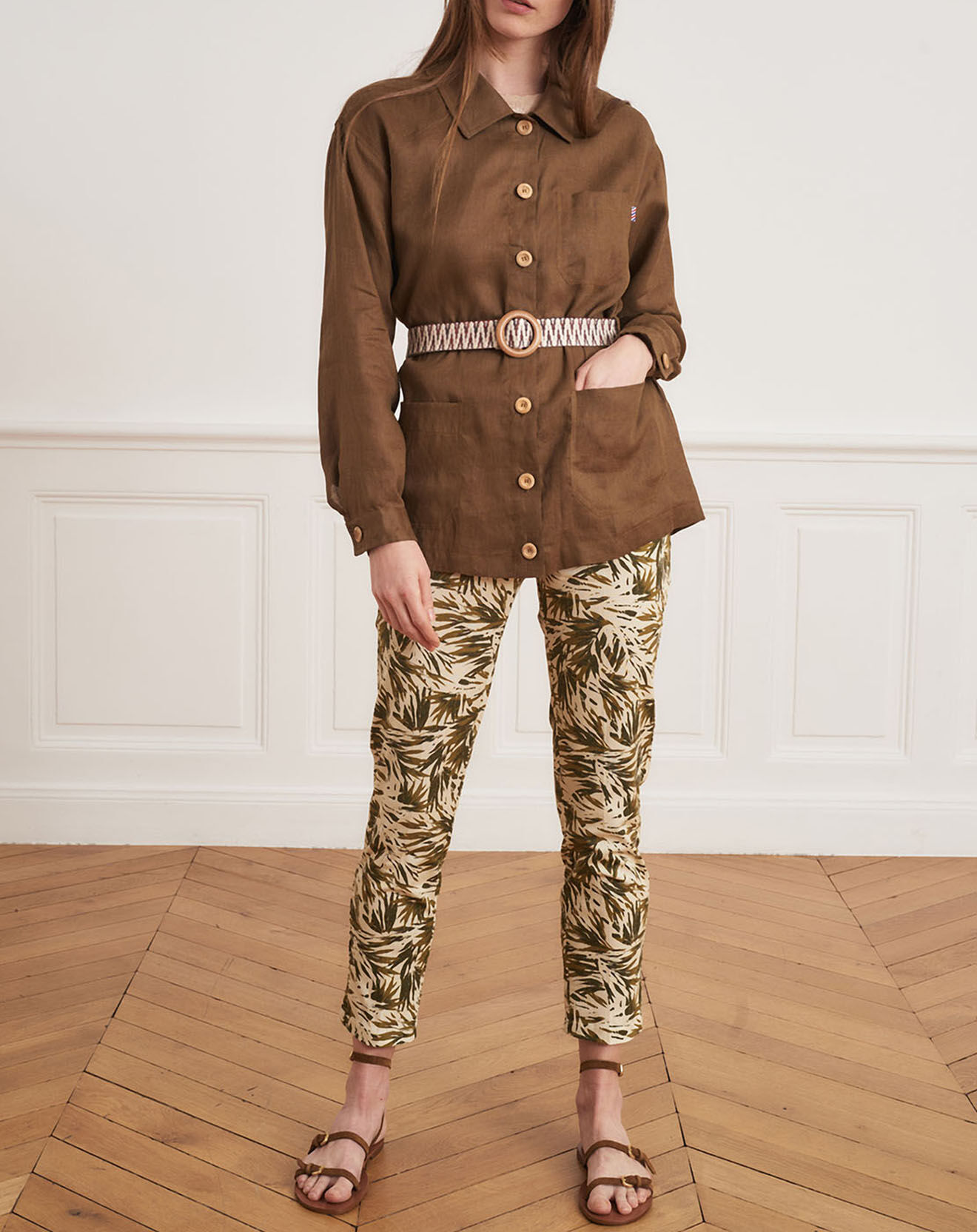 La Petite Francaise Veste 100% Lin Vera kaki