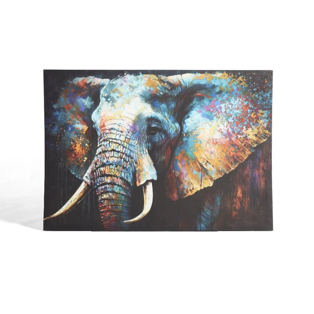 Toile imprimée éléphant multicolore 70x100cm
