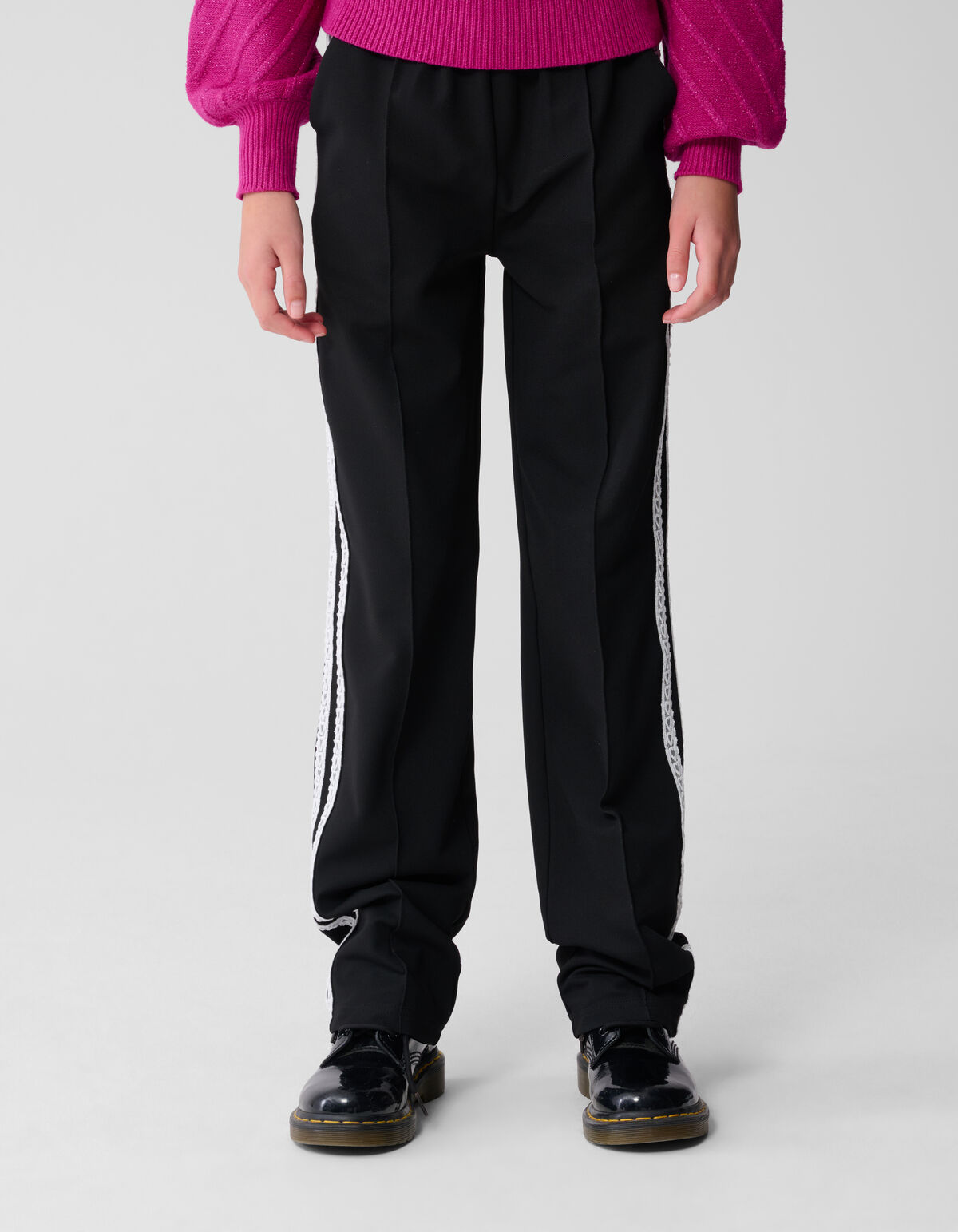 Sporty Wide Leg Broek Zwart
