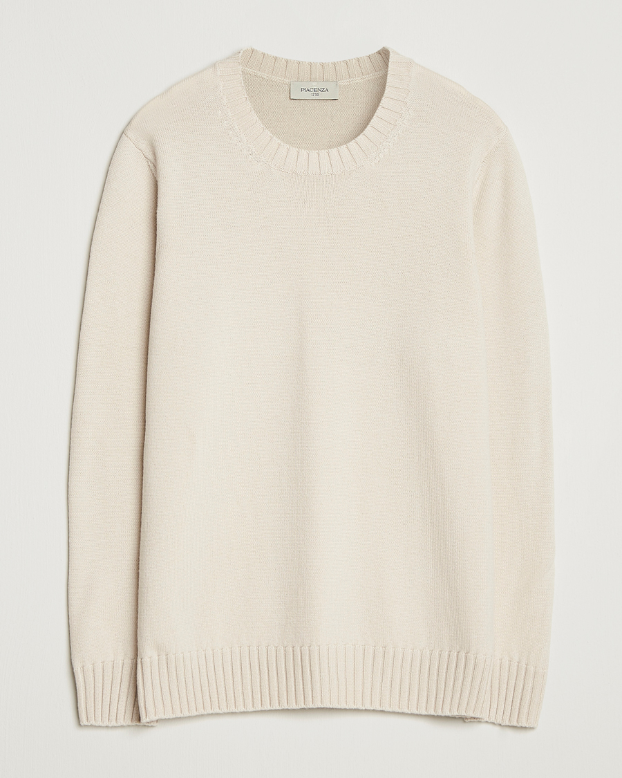 Piacenza Cashmere Brushed Wool Crew Neck Latte