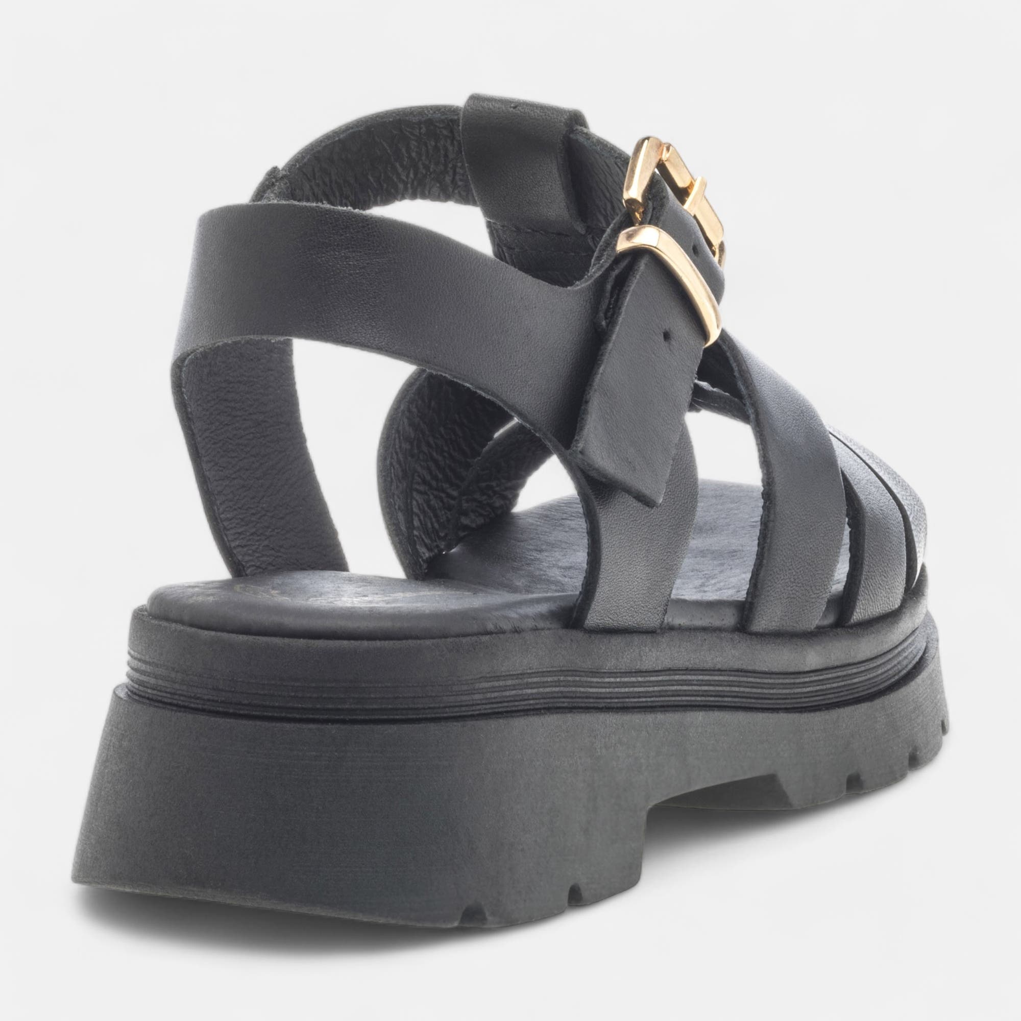 Sandales Femme en cuir noir
