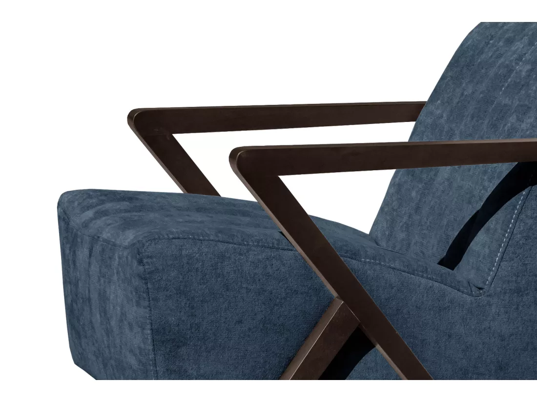 Fauteuil fixe Lebron, tissu bleu marine