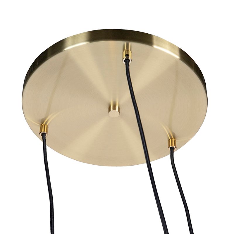 Art deco hanglamp messing met blauwe glazen - Pallon