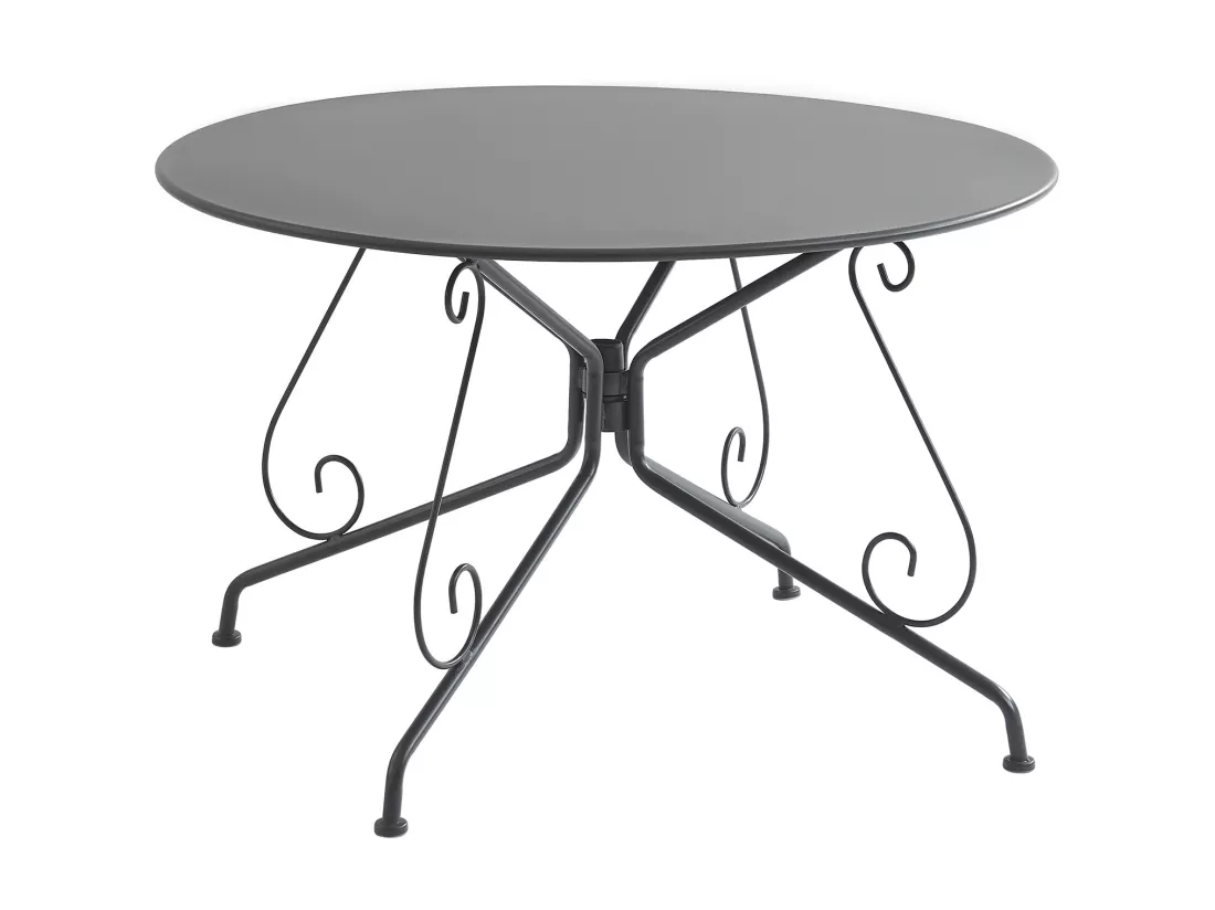 Table de jardin D.120 cm en métal façon fer forgé - Anthracite - GUERMANTES de MYLIA