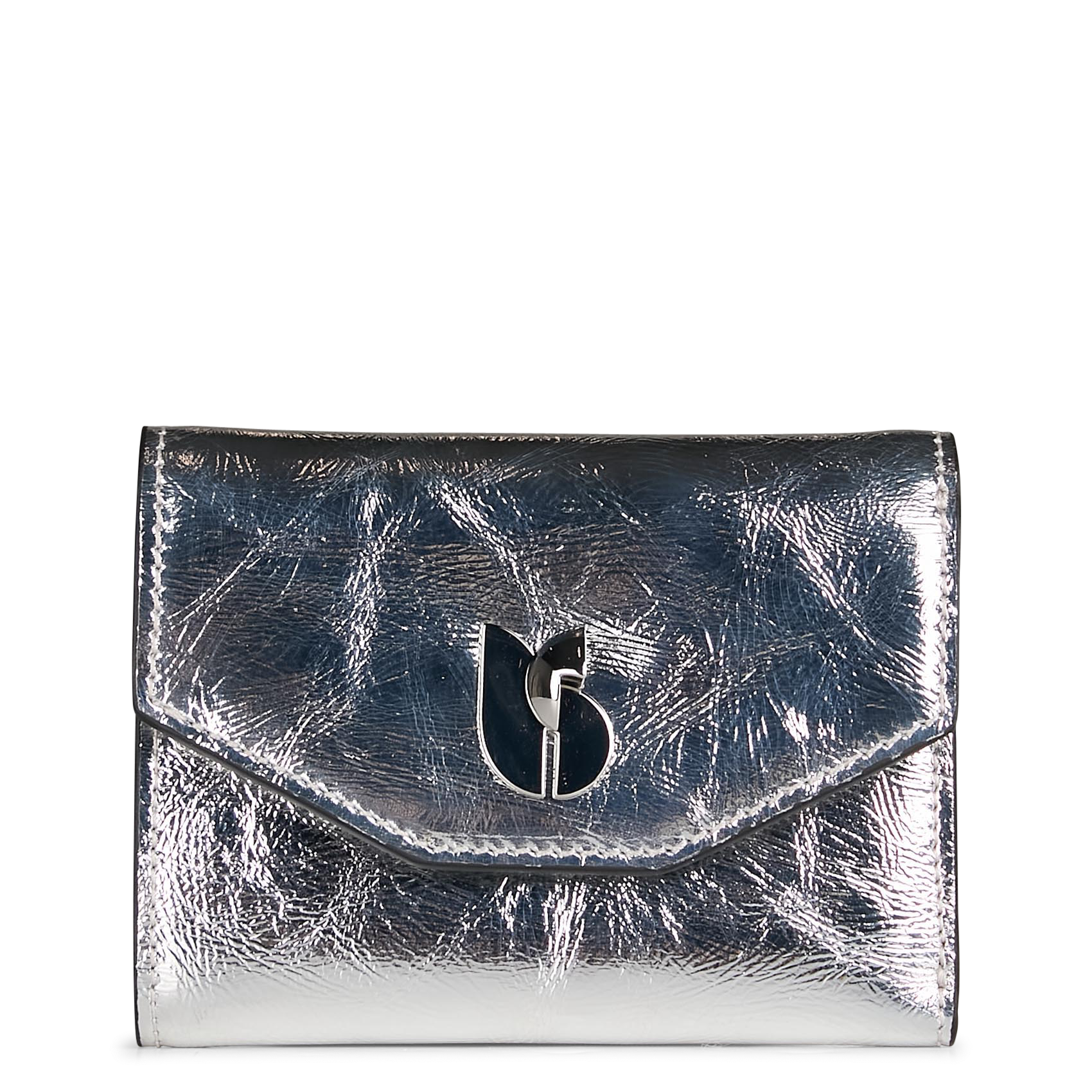 TRIFOLD - Porte-carte en cuir métallisé | Argent