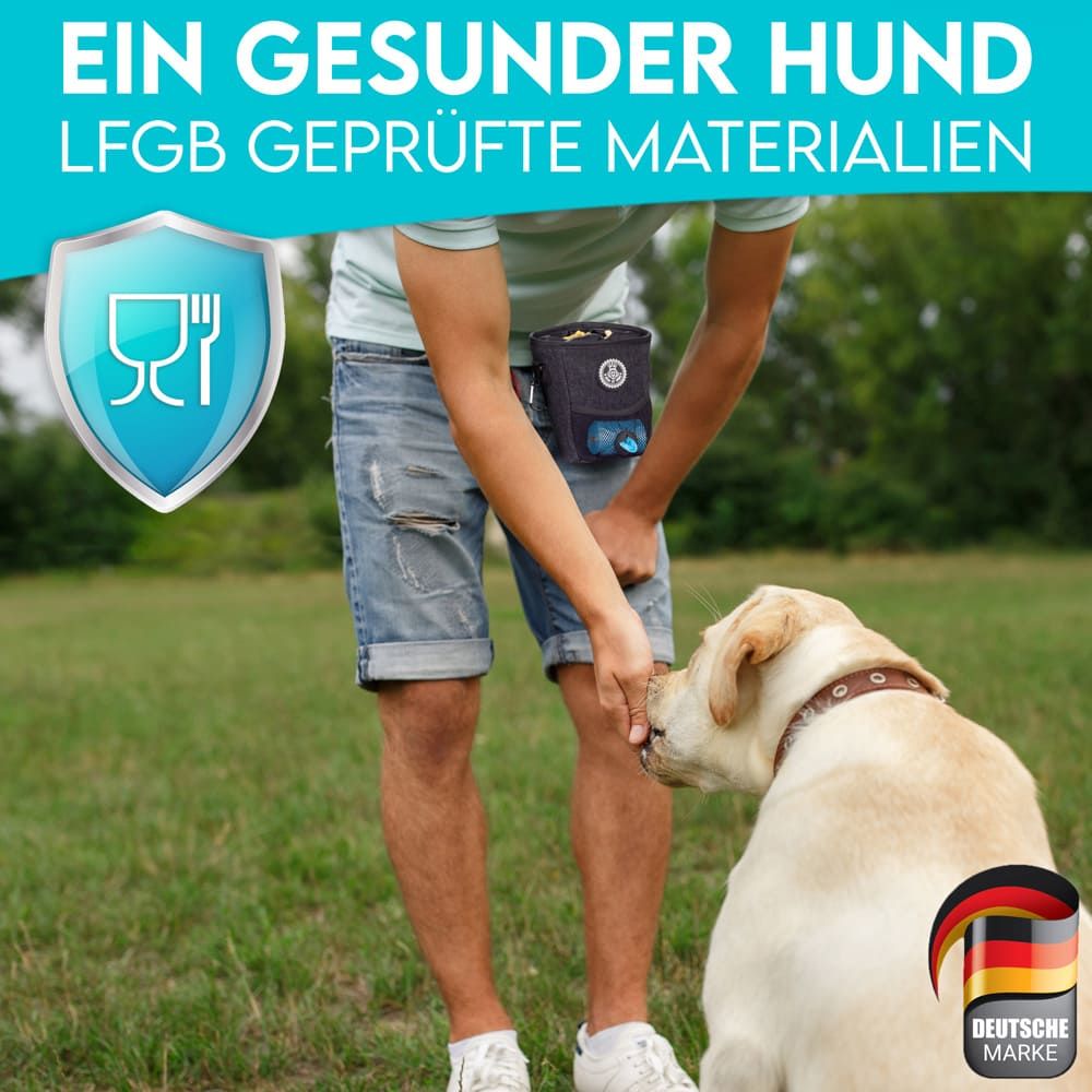 HUND IST KÖNIG® kompakter Hunde Futterbeutel, robuste Leckerlitasche fürs Training & Gassigehen