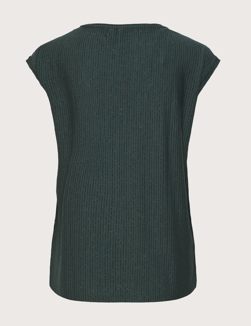 PIECES T-SHIRT FEMME LUREX BILLO COL V KAKI