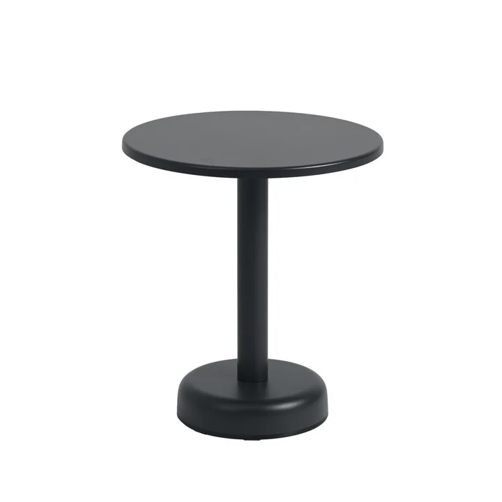 Muuto - Linear Steel Outdoor Kaffeetisch, Ø 42 x H 47 cm, anthrazitschwarz RAL 7021