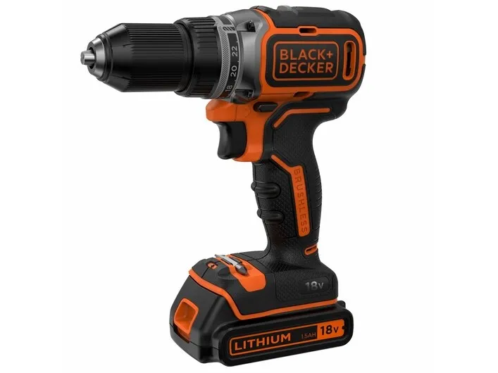 Black & Decker BL186KB-QW, Pistolgreb boremaskine, Børstefri, 1650 rpm, 2,5 cm, 410 rpm, 52 Nm