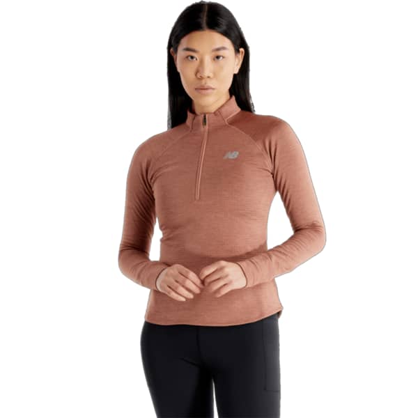 T-shirt trail NEW BALANCE ATHLETICS HEAT GRID HALF ZIP W SPARROW HEATHER