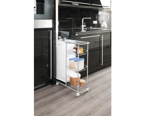 Wenko Slim chromen opvangwagen met uitneembare tas