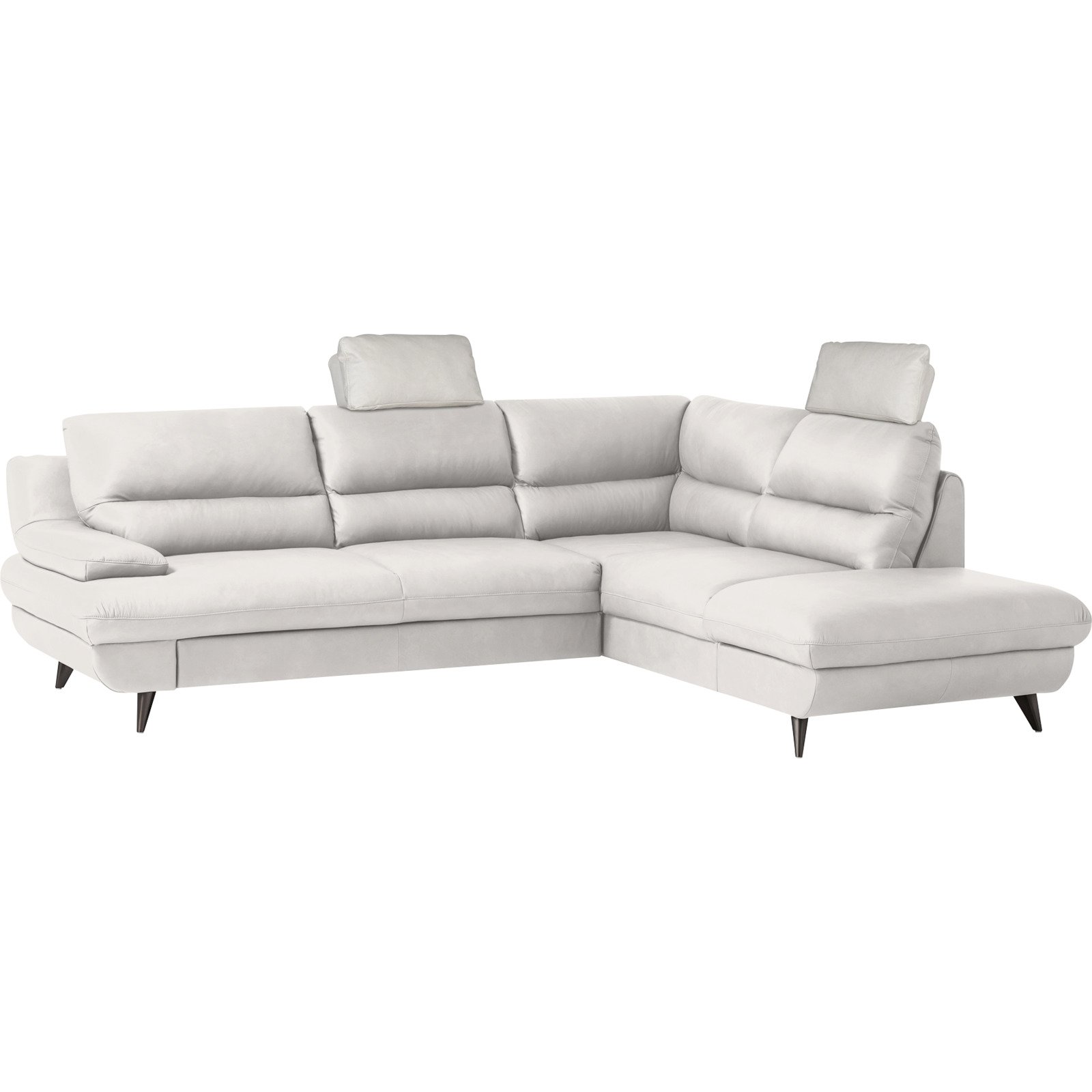 Ecksofa Pike Leder, Ottomane rechts bianco