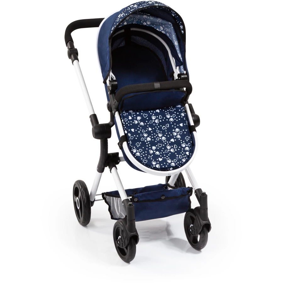 bayer Design Kombi-Puppenwagen Neo Vario blau mit Herzen