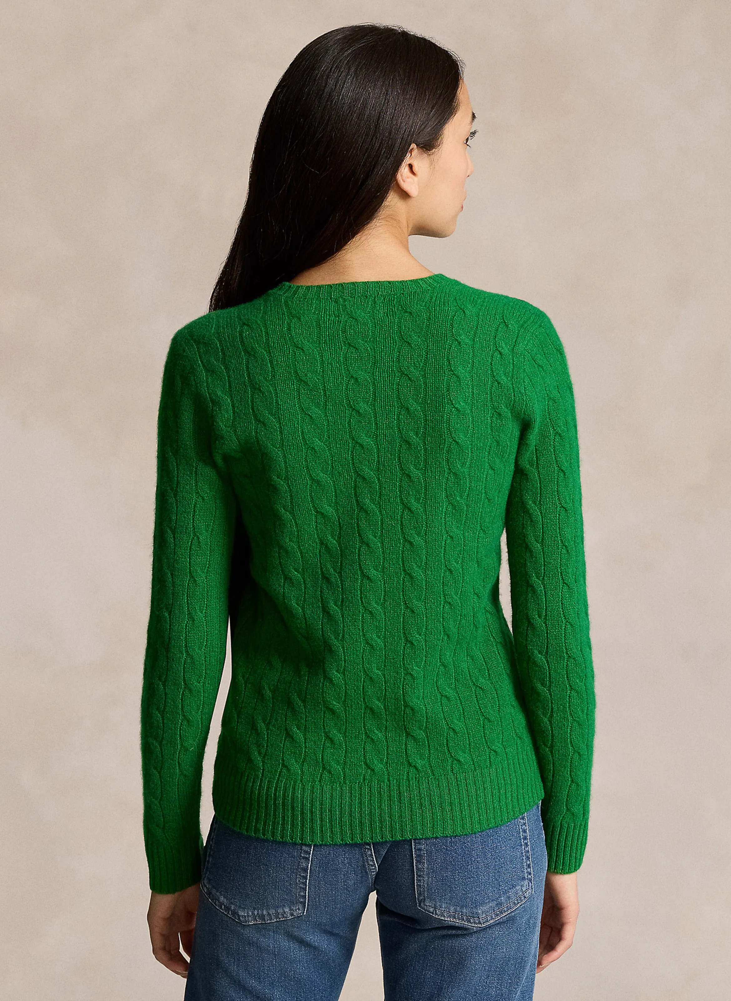 Pull col rond en laine et cachemire | Vert