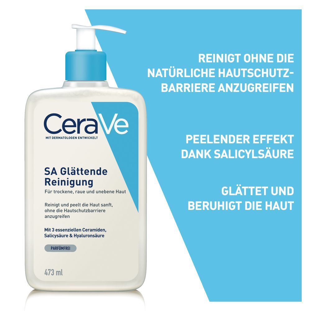 CeraVe SA Glättende Reinigung: Für trockene, raue und unebene Haut + CeraVe Hydrating Cleanser GRATIS