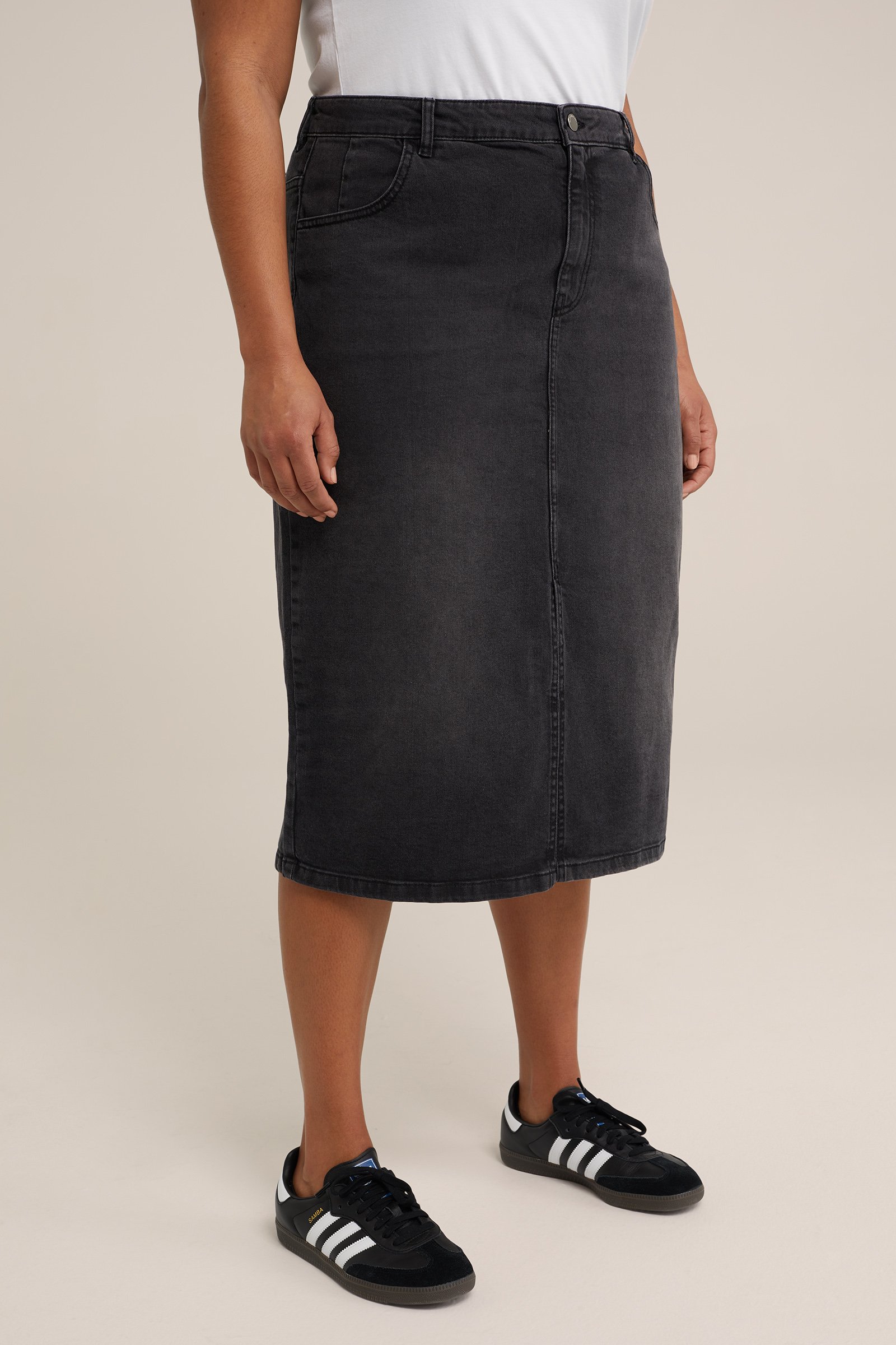 high rise denim rok - Curve Blue Ridge Donkergrijs