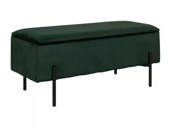 Watford - Banc avec coffre de rangement en velours et métal : Couleur - Vert forêt